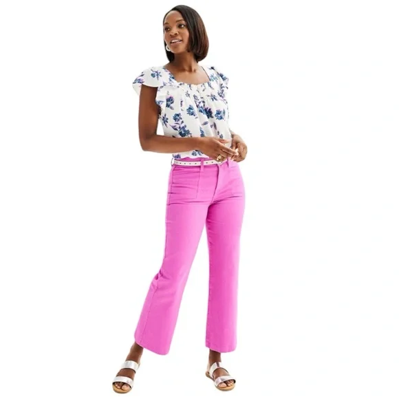 Women's Draper James Slash Pocket Wide Leg cropped Pants Orchid Size 4 NWT - Picture 2 of 10